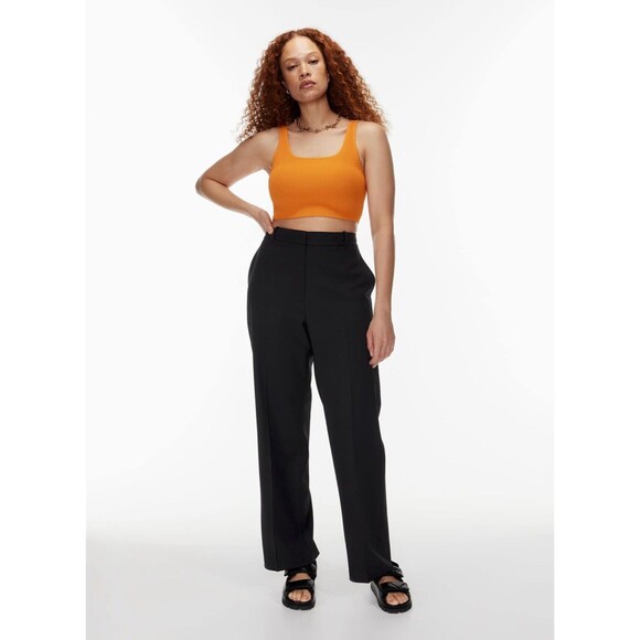 Aritzia Babaton Womens Sculpt Knit Square Neck Cropped Tank Top Ribbed Orange, S - Picture 2 of 13